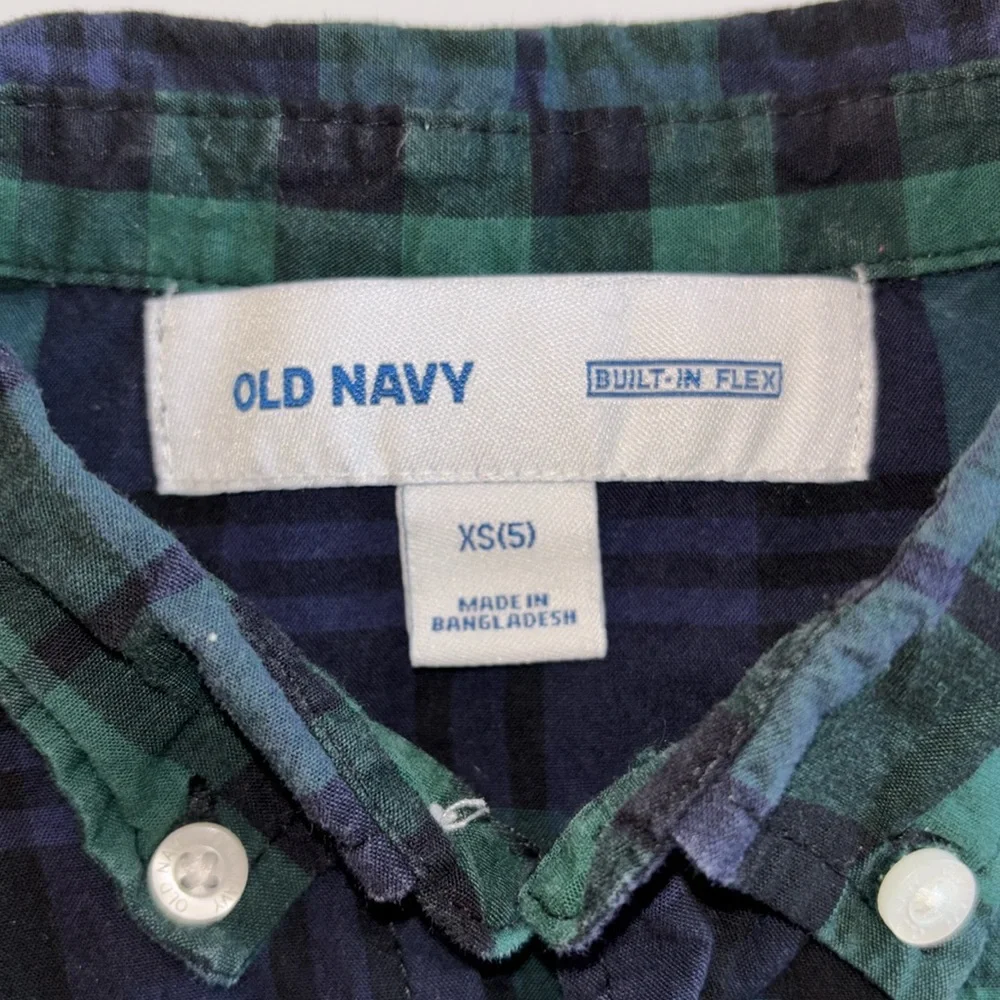 Green Plaid Poplin Shirt For Boys XS BLUE GREEN PLAID Christmas Shirt